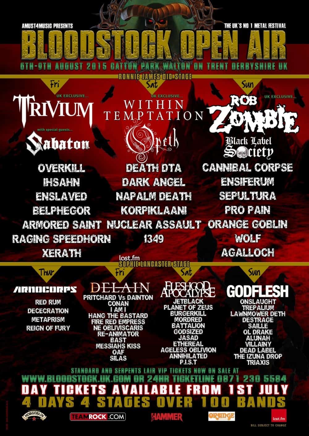 Bloodstock 2015 day tickets and RAM Gallery Soundsphere magazine